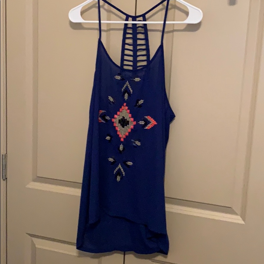 Tank top with sequin Aztec detail and unique back